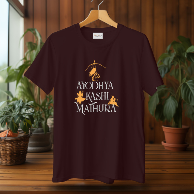Ayodhya Kashi Mathura T-Shirt Sonah [शोणः] [Maroon]