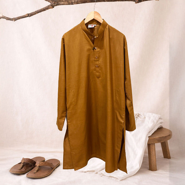 Jaipuri Bhoomi Long Kurta [Earthy-Brown]