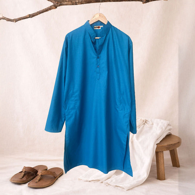 Jaipuri Samudra Long Kurta [Blue]