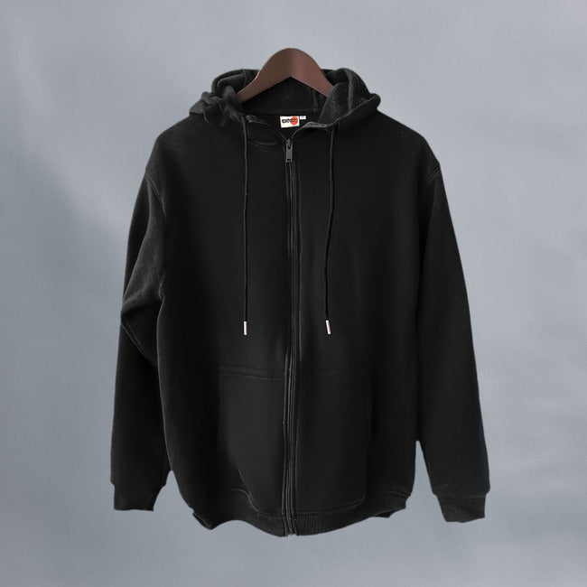 Winter Jacket Solid Black With Hood