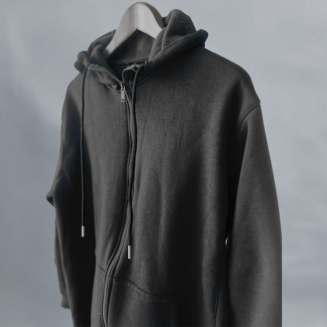 Winter Jacket Solid Black With Hood