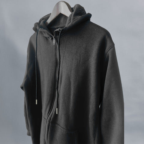 Winter Jacket Solid Black With Hood