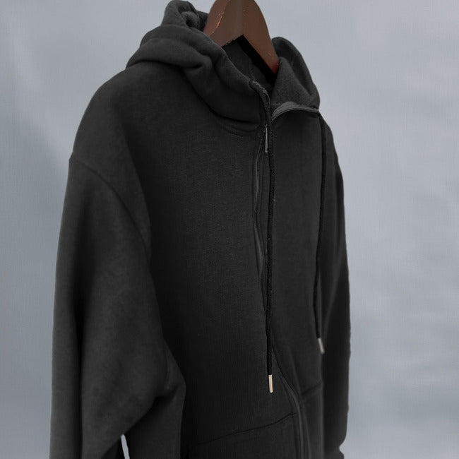 Winter Jacket Solid Black With Hood